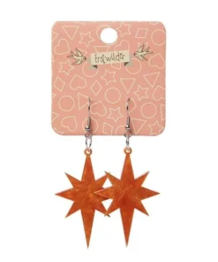 Erstwilder Essentials Starburst Ripple Glitter Drop Earrings - Orange