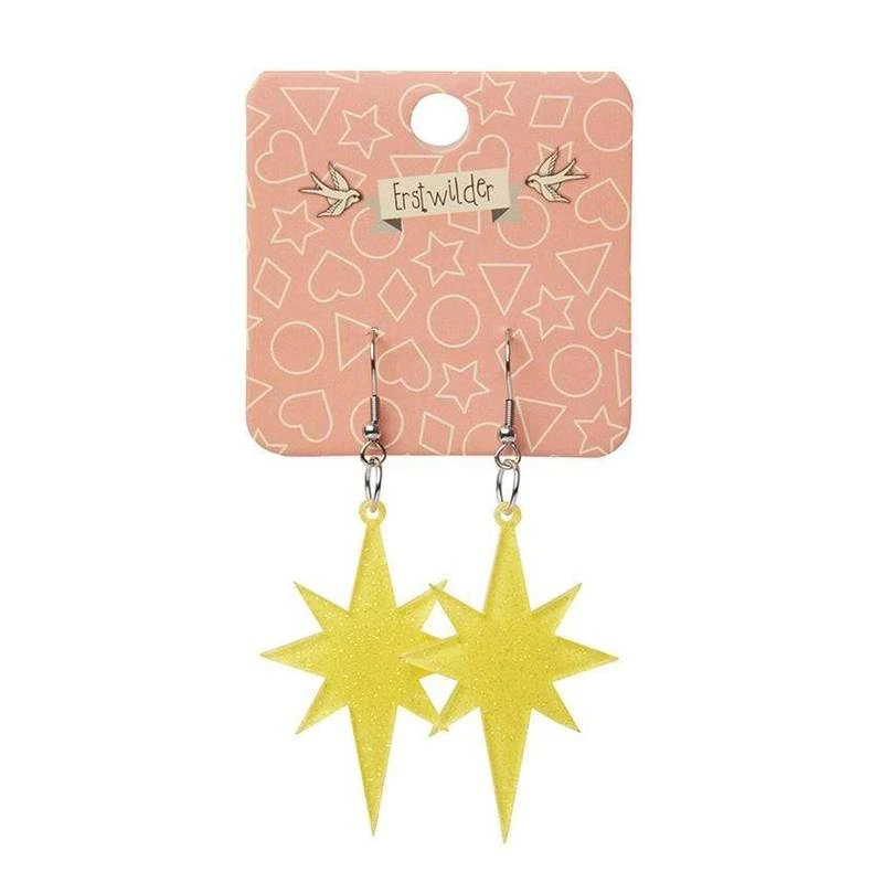 Erstwilder Essentials Starburst Ripple Glitter Drop Earrings - Yellow 4 Erstwilder Essentials Starburst Ripple Glitter Drop Earrings - Yellow