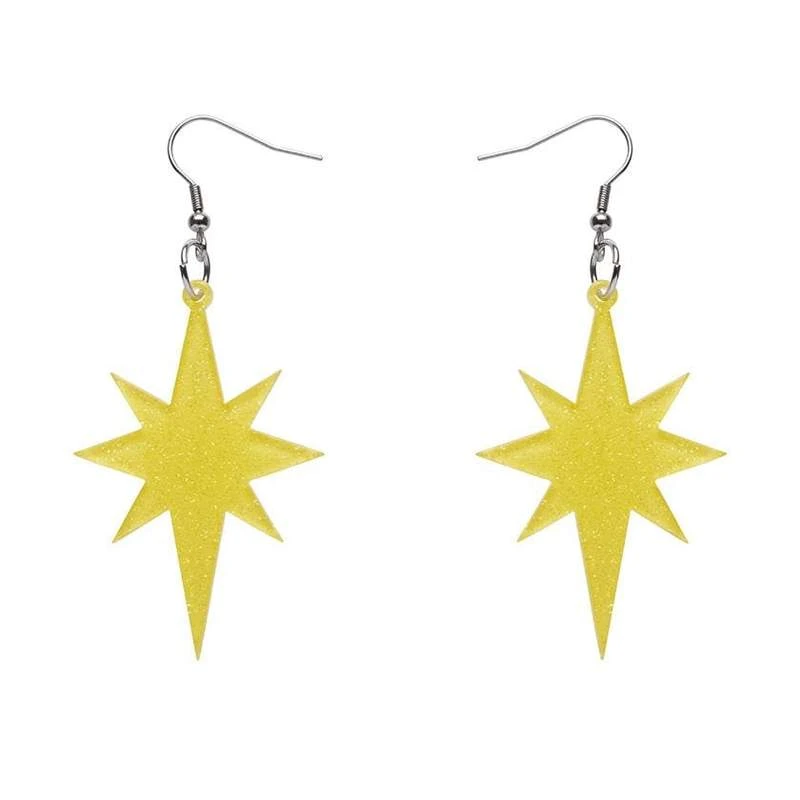 Erstwilder Essentials Starburst Ripple Glitter Drop Earrings - Yellow 3 Erstwilder Essentials Starburst Ripple Glitter Drop Earrings - Yellow