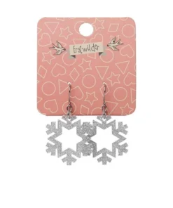 Erstwilder Snowflake Glitter Resin Drop Earrings - Silver