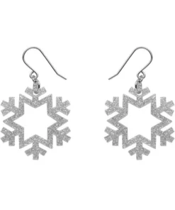 Erstwilder Snowflake Glitter Resin Drop Earrings - Silver
