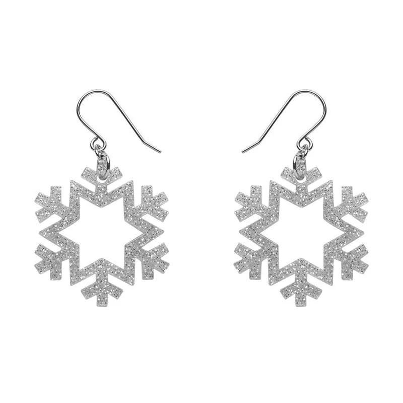 Erstwilder Snowflake Glitter Resin Drop Earrings - Silver 3 Erstwilder Snowflake Glitter Resin Drop Earrings - Silver