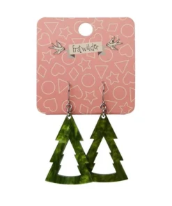 Erstwilder Tree Ripple Resin Drop Earrings - Green