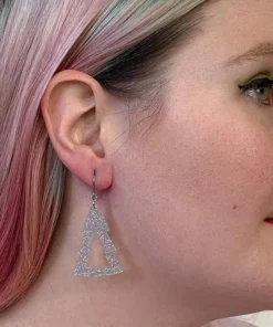 Erstwilder Tree Glitter Resin Drop Earrings - Silver