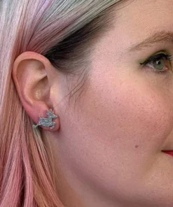 Erstwilder Reindeer Glitter Resin Stud Earrings - Silver