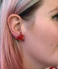 Erstwilder Reindeer Ripple Resin Stud Earrings - Red