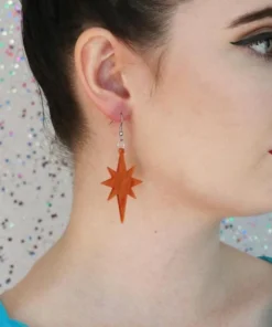 Erstwilder Essentials Starburst Ripple Glitter Drop Earrings - Orange 7 Erstwilder Essentials Starburst Ripple Glitter Drop Earrings - Orange