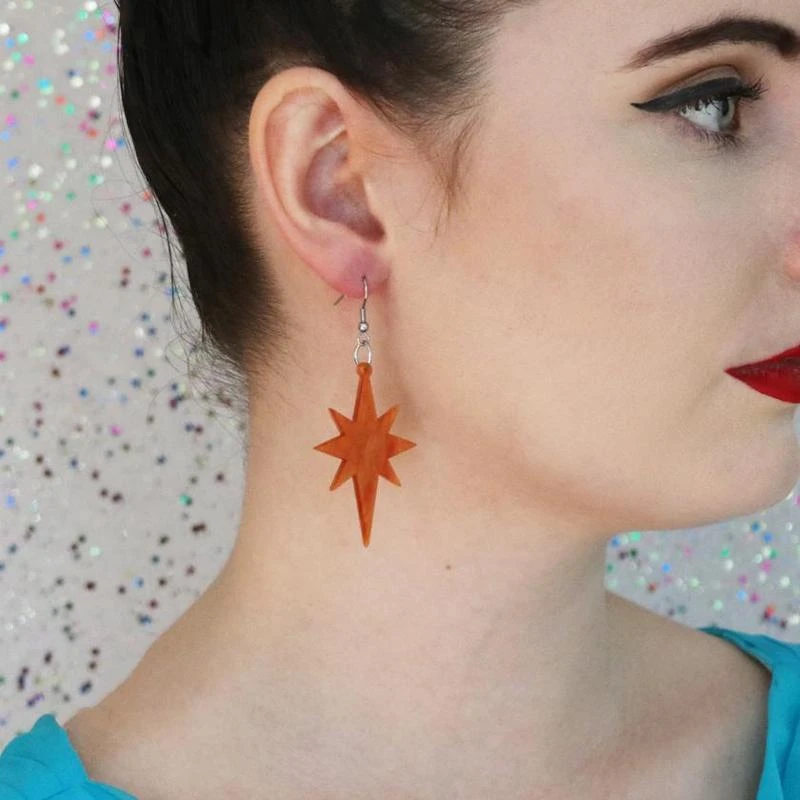 Erstwilder Essentials Starburst Ripple Glitter Drop Earrings - Orange 5 Erstwilder Essentials Starburst Ripple Glitter Drop Earrings - Orange