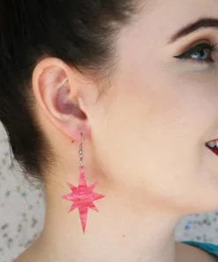 Erstwilder Essentials Starburst Ripple Glitter Drop Earrings - Pink