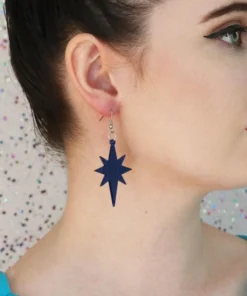 Erstwilder Essentials Starburst Ripple Glitter Drop Earrings - Dark Blue 7 Erstwilder Essentials Starburst Ripple Glitter Drop Earrings - Dark Blue