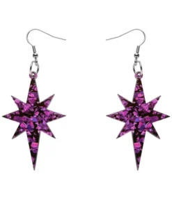 Erstwilder Essentials Starburst Ripple Glitter Drop Earrings - Purple