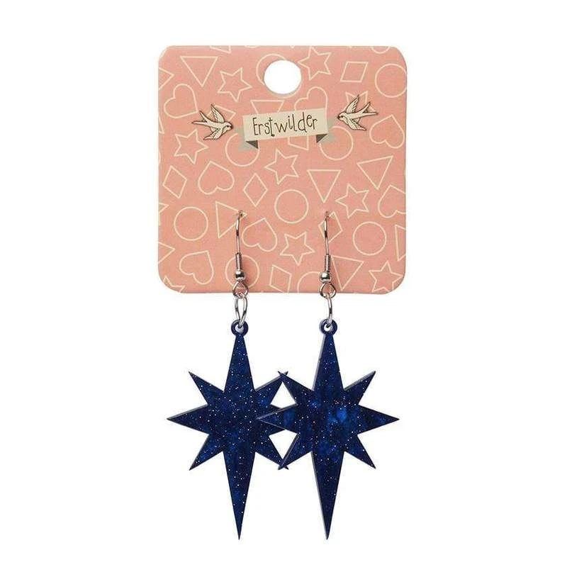 Erstwilder Essentials Starburst Ripple Glitter Drop Earrings - Dark Blue 4 Erstwilder Essentials Starburst Ripple Glitter Drop Earrings - Dark Blue