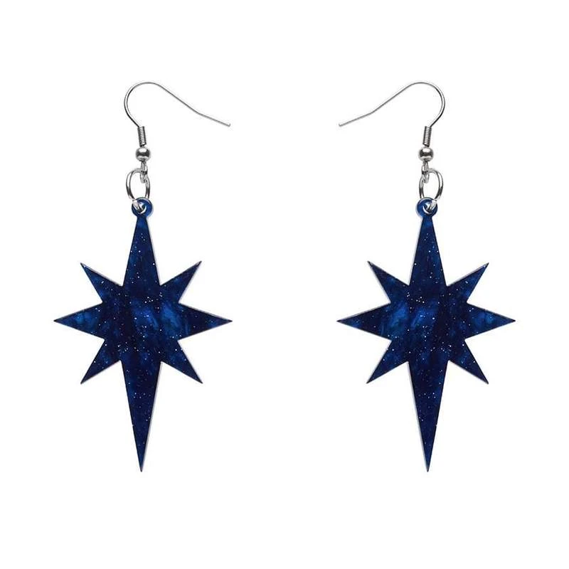 Erstwilder Essentials Starburst Ripple Glitter Drop Earrings - Dark Blue 3 Erstwilder Essentials Starburst Ripple Glitter Drop Earrings - Dark Blue