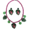 Collectif Flamingo Tropics Necklace & Earrings Set