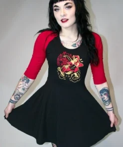 Sourpuss Clothing Sourpuss Burn Baby Burn Raglan Mini-Dress