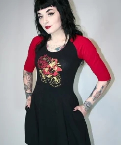 Sourpuss Clothing Sourpuss Burn Baby Burn Raglan Mini-Dress
