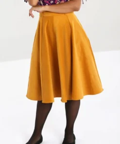 Hell Bunny Jefferson Corduroy Skirt - Mustard