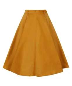 Hell Bunny Jefferson Corduroy Skirt - Mustard