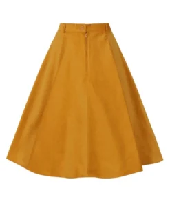 Hell Bunny Jefferson Corduroy Skirt - Mustard