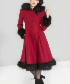 Hell Bunny Elvira Coat - Burgundy