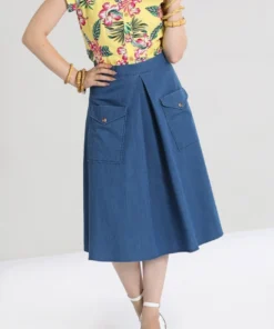 Hell Bunny Freddie Chambray A-Line Skirt