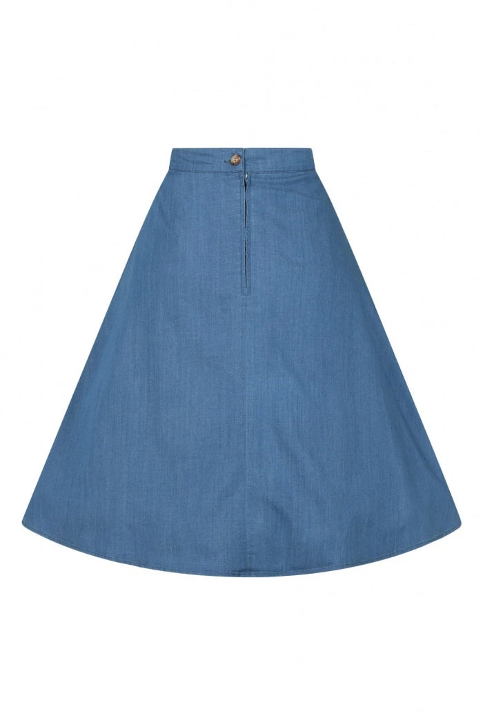Hell Bunny Freddie Chambray A-Line Skirt 7 Hell Bunny Freddie Chambray A-Line Skirt