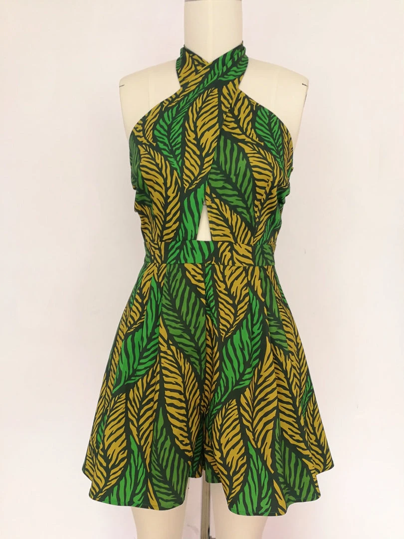 Bottoms Boulevard Nights Romper - Tiger Leaf Green 5 Bottoms Boulevard Nights Romper - Tiger Leaf Green