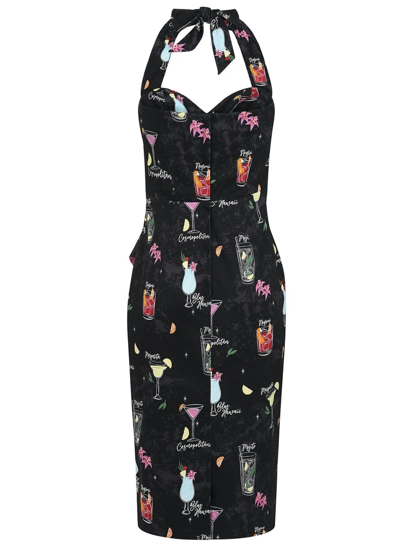 Collectif Lorna Cocktail Menu Pencil Dress 4 Collectif Lorna Cocktail Menu Pencil Dress