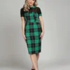 Collectif Mac Foliage Check Pencil Dress