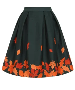 Collectif Marilu Leaves Border Swing Skirt