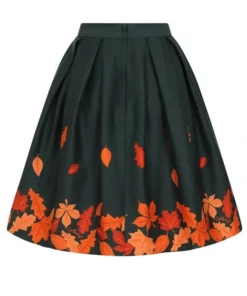 Collectif Marilu Leaves Border Swing Skirt