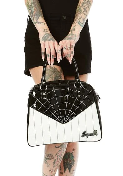 Sourpuss Sparkle Webbed Bowler Purse - Black/White 6 Sourpuss Sparkle Webbed Bowler Purse - Black/White