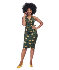 Collectif Mainline Ramona Tropical Hibiscus Pencil Dress
