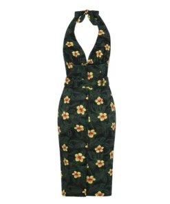 Collectif Mainline Ramona Tropical Hibiscus Pencil Dress