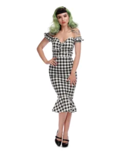 Collectif Mainline Sasha Gingham Fishtail Dress