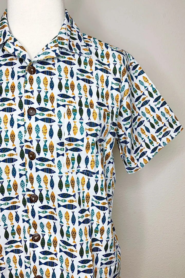 The Oblong Box Shop School Of Fish Button Down Shirt 3 The Oblong Box Shop School Of Fish Button Down Shirt