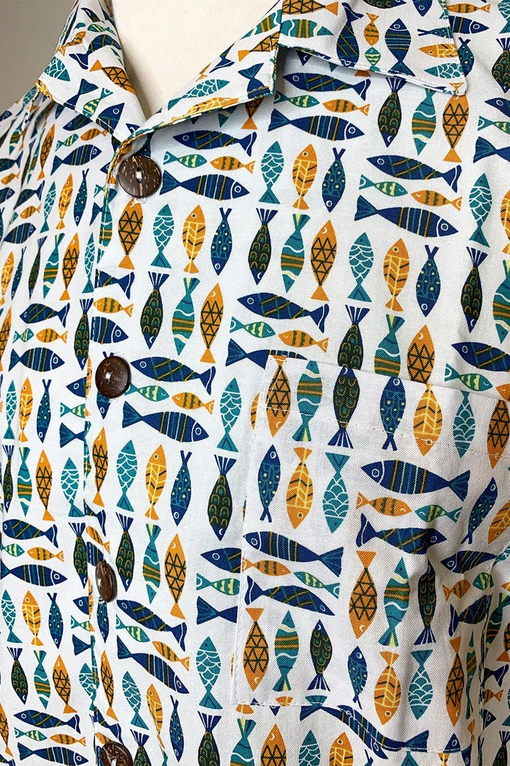 The Oblong Box Shop School Of Fish Button Down Shirt 5 The Oblong Box Shop School Of Fish Button Down Shirt