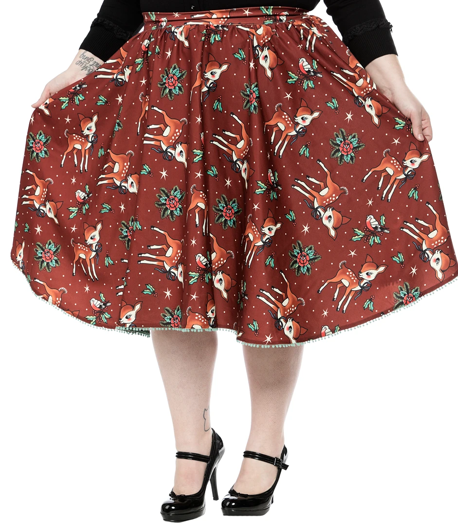 Sourpuss Deer Me Sweets Skirt - Cinnamon Sourpuss Clothing 4 Sourpuss Deer Me Sweets Skirt - Cinnamon Sourpuss Clothing