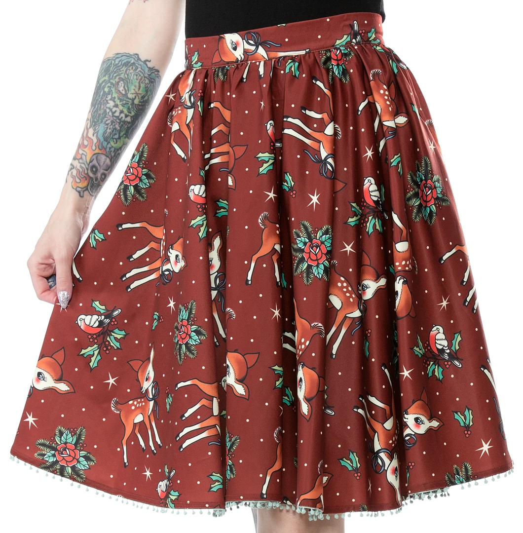 Sourpuss Deer Me Sweets Skirt - Cinnamon Sourpuss Clothing 3 Sourpuss Deer Me Sweets Skirt - Cinnamon Sourpuss Clothing