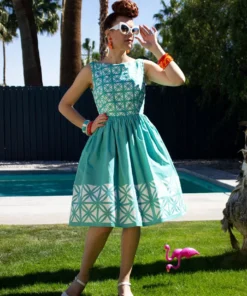 The Oblong Box Shop Kiki Breeze Block Dress - Turquoise