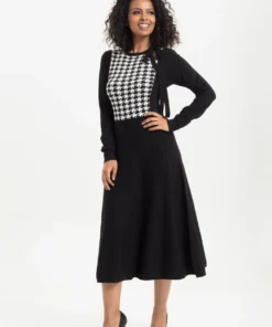 Voodoo Vixen Sofia Houndstooth Knit Dress