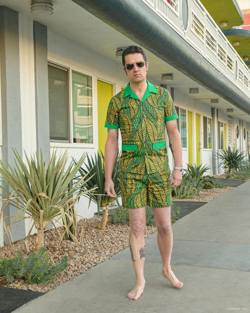 Boulevard Nights Men's Cabana Set - Tiger Leaf Green Bottoms 3 Boulevard Nights Men's Cabana Set - Tiger Leaf Green Bottoms