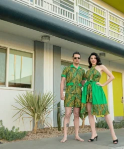 Bottoms Boulevard Nights Romper - Tiger Leaf Green