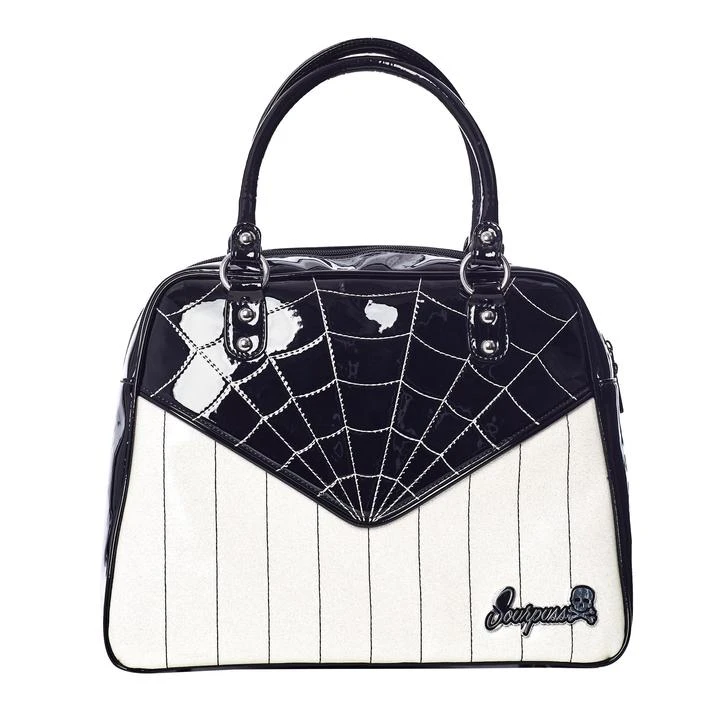 Sourpuss Sparkle Webbed Bowler Purse - Black/White 3 Sourpuss Sparkle Webbed Bowler Purse - Black/White