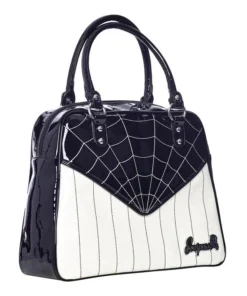 Sourpuss Sparkle Webbed Bowler Purse - Black/White
