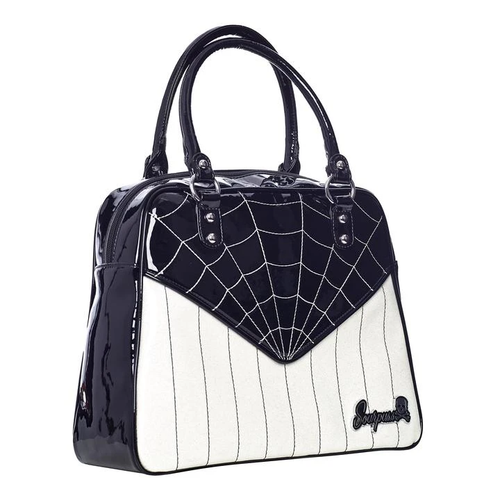Sourpuss Sparkle Webbed Bowler Purse - Black/White 4 Sourpuss Sparkle Webbed Bowler Purse - Black/White